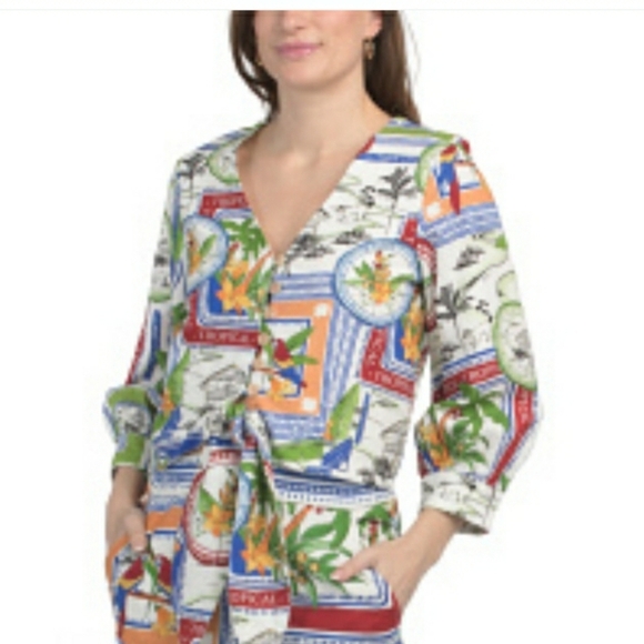 NWT Joie Linen Blend Top Size Large, Fun, Resort Wear - Picture 11 of 11